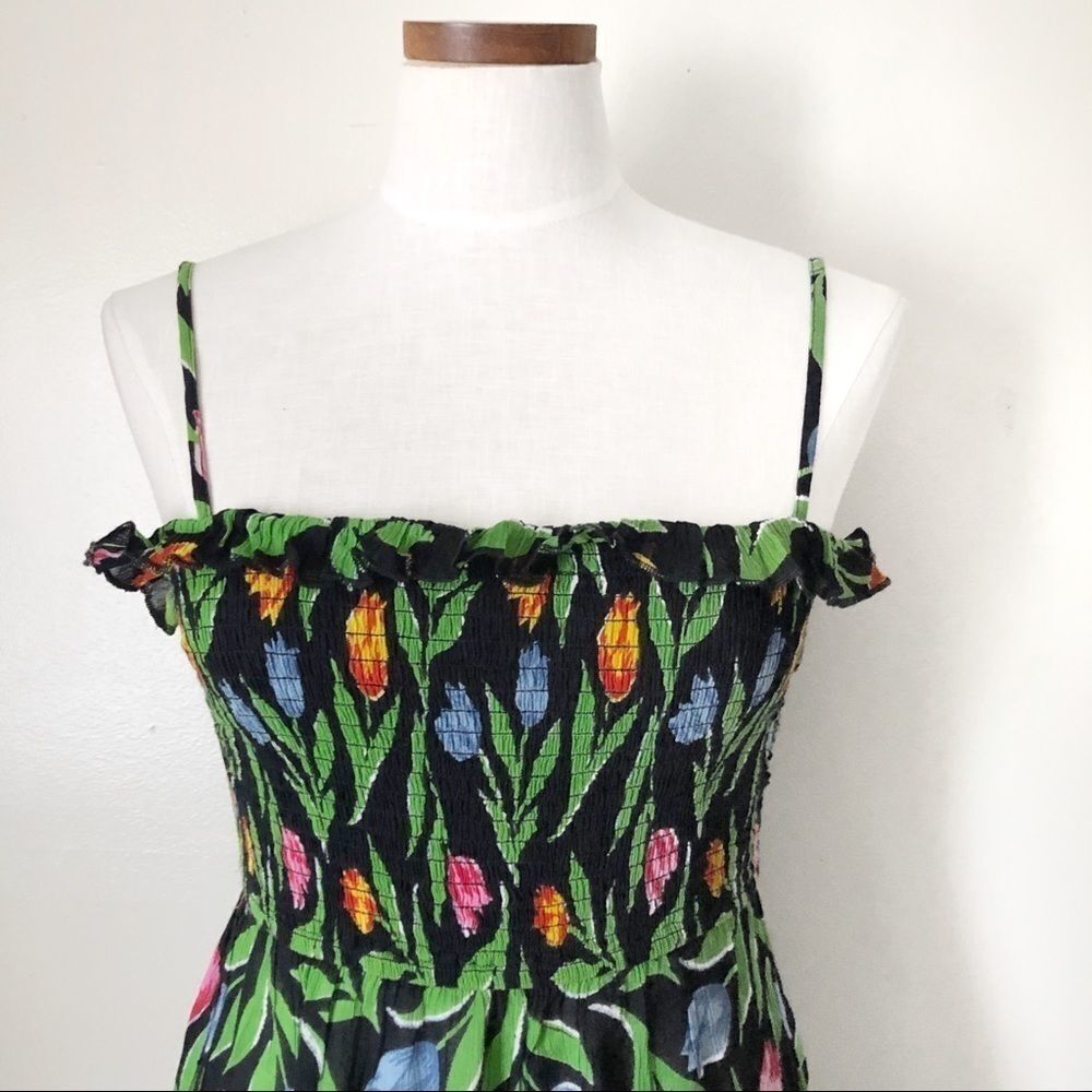 Urban Outfitters Green Floral Smock Mini dress - Picture 3 of 6